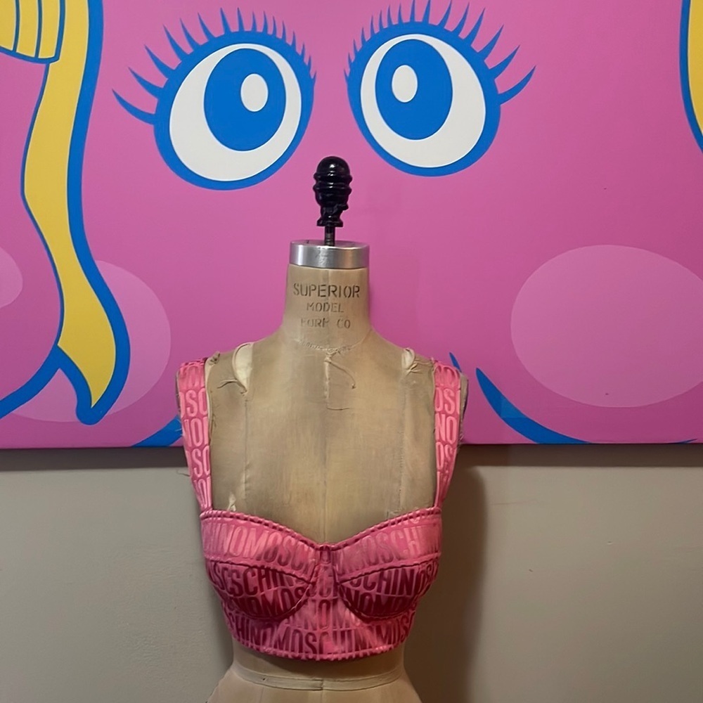 Moschino Couture! Bra  Bustier Top Barbie Pink Logo NWT